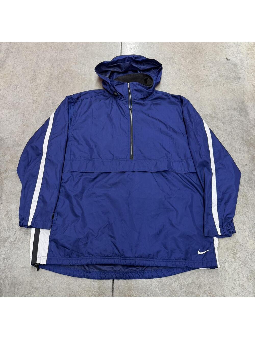 Vintage nike blue and white half zip anorak jacket size xxl